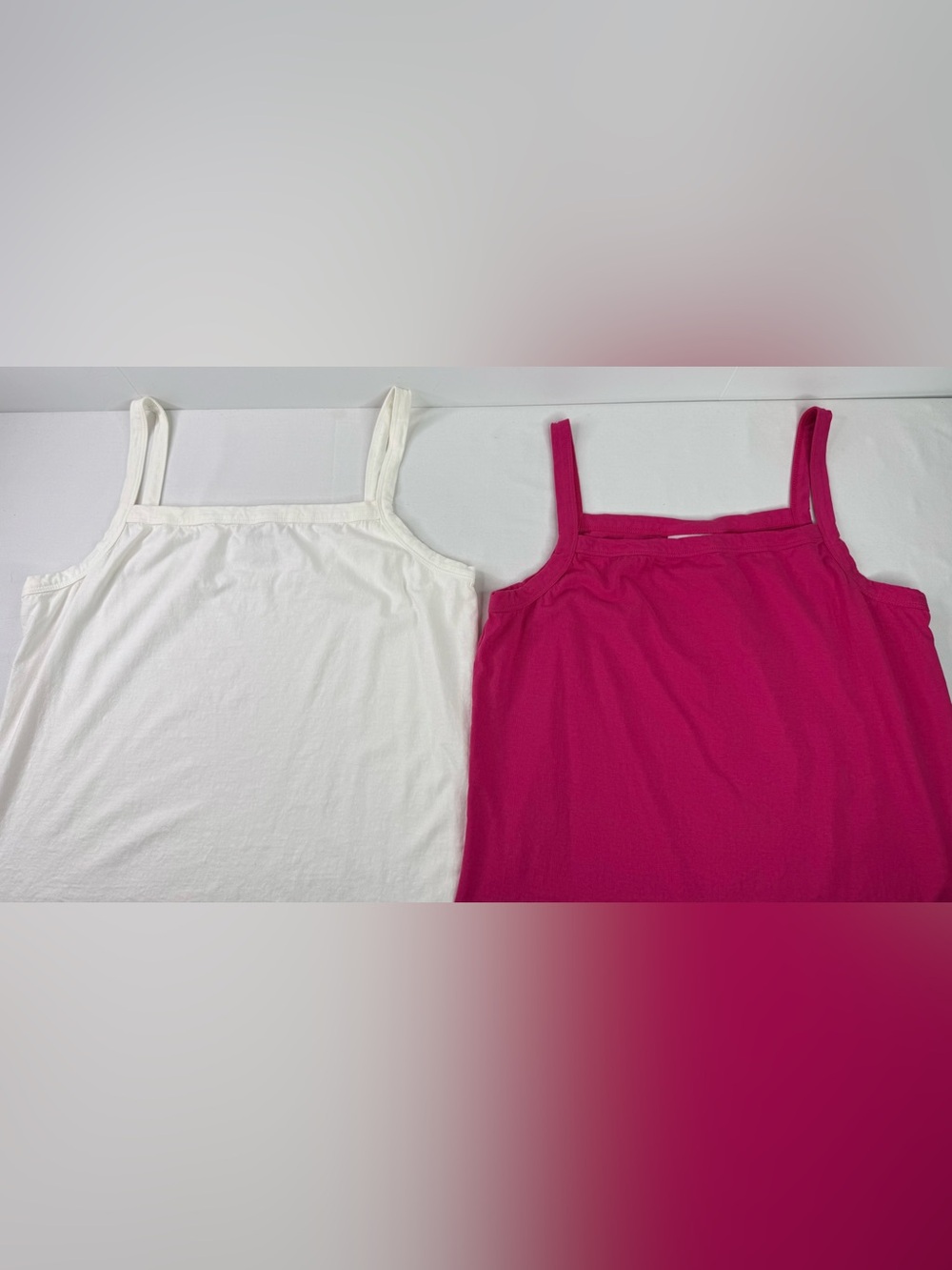 CW Classics Pair of Cotton Scoop Neck Camisole Tops Pink & White Size Large